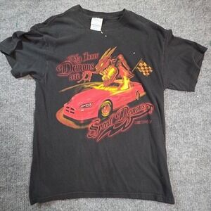 M&O Knits Shirt Mens Medium Black Speed Demons Racing Graphic Tee NASCAR Top